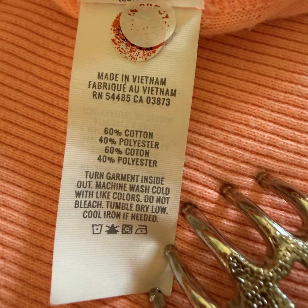 Aerie Polo Sweatshirt Women's L Coral Pink Slub Knit V-Neck Relaxed Athleisure - Picture 7 of 10